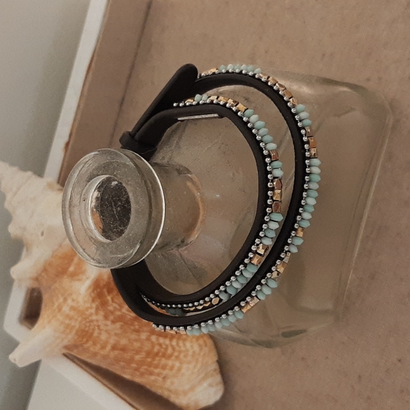 Stella and Dot Sierra Beaded Double Wrap Leather Bracelet - Picture 6 of 7